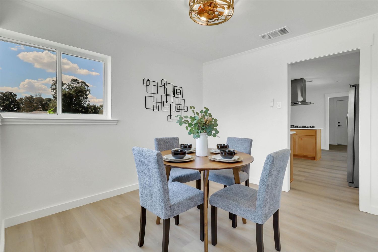 Dining area with corner windows